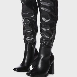 NIB ruched square toe heeled over the knee boots